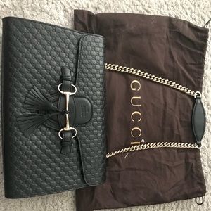 New Authentic Gucci Emily Micro GG Guccissima Blk